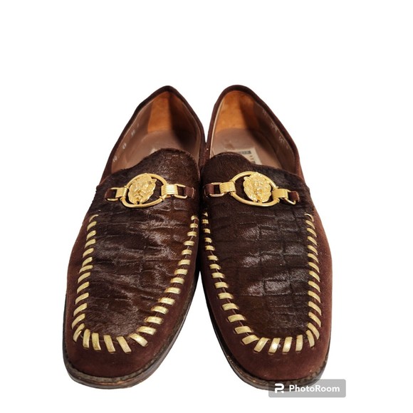 Vintage David Eden Men\'s Size 10B Leather Suede Square Toe  Loafers With Gold... main image 8